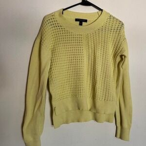 Banana Republic Yellow Open Stitch Knit Sweater Top Womens
